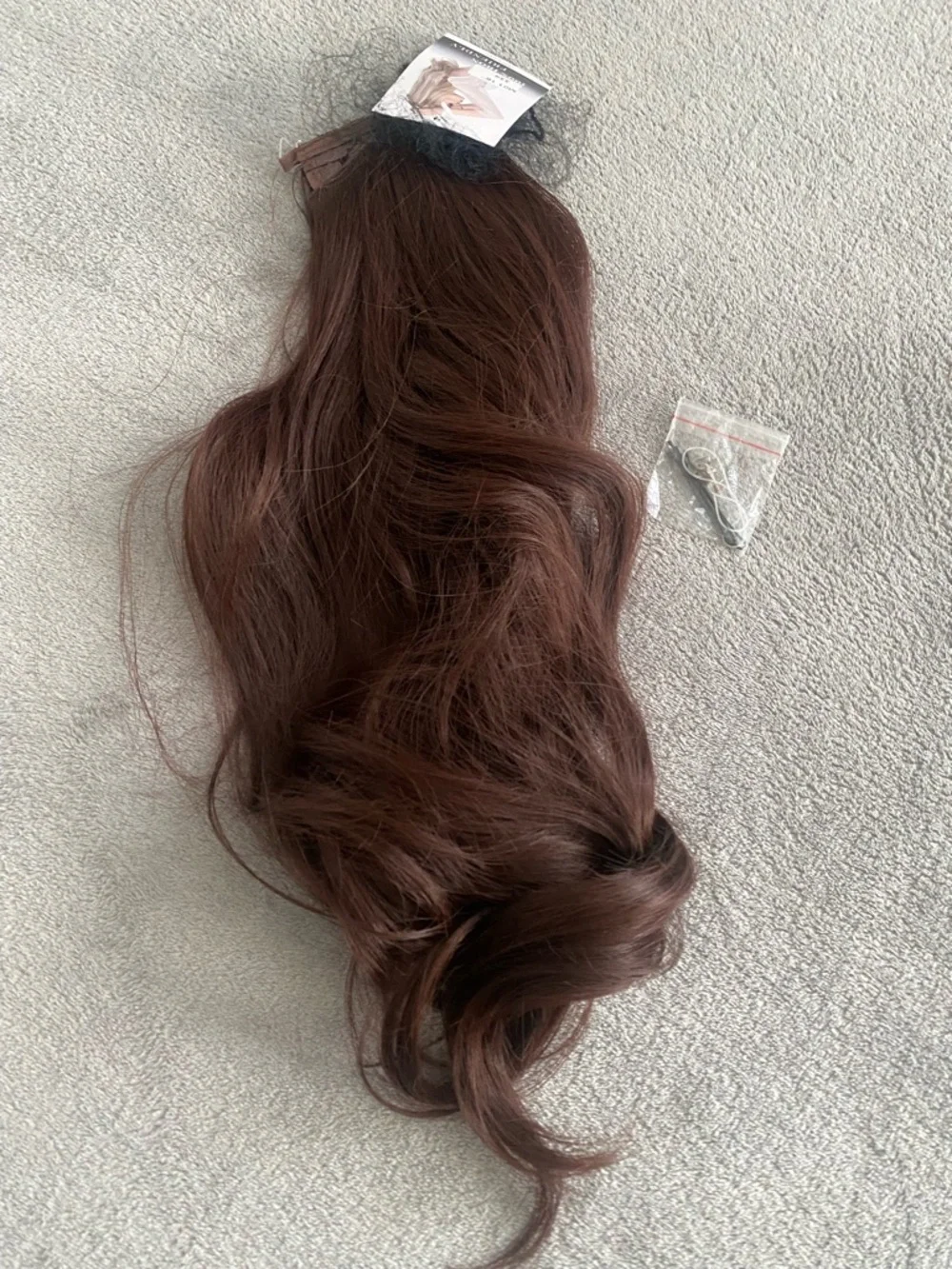18” Auburn Brown Halo Hair Extension Wavy
